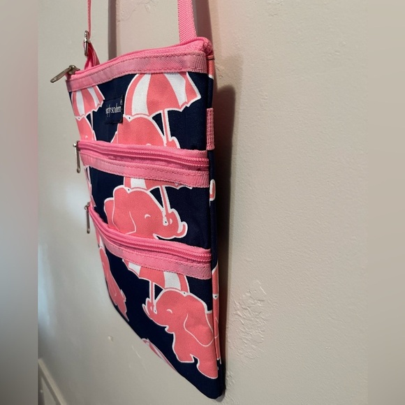 Simply Southern Small Canvas Shoulder Bag, Cross Body, Pink Elephants Umbrellas - Picture 5 of 10
